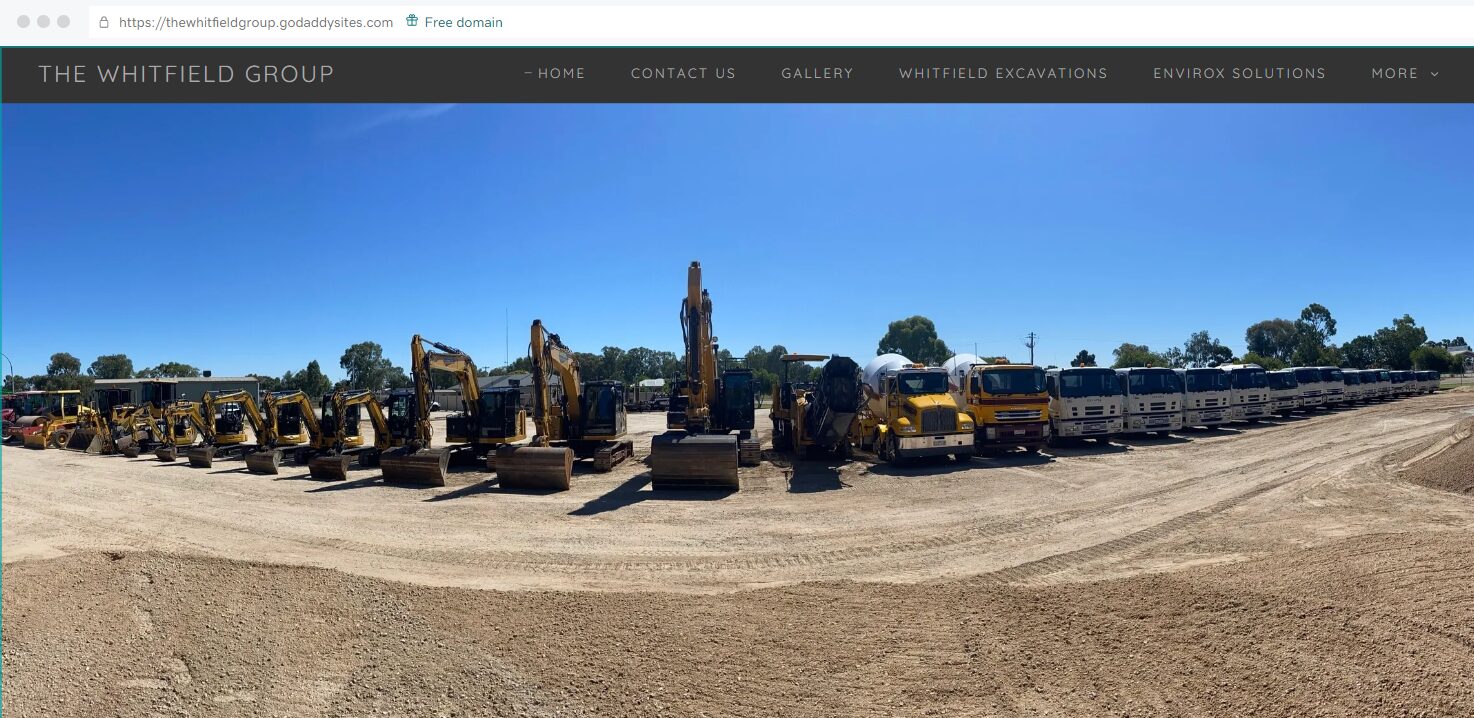 Whitfield Excavations fleet lined up at the Swan Hill depot