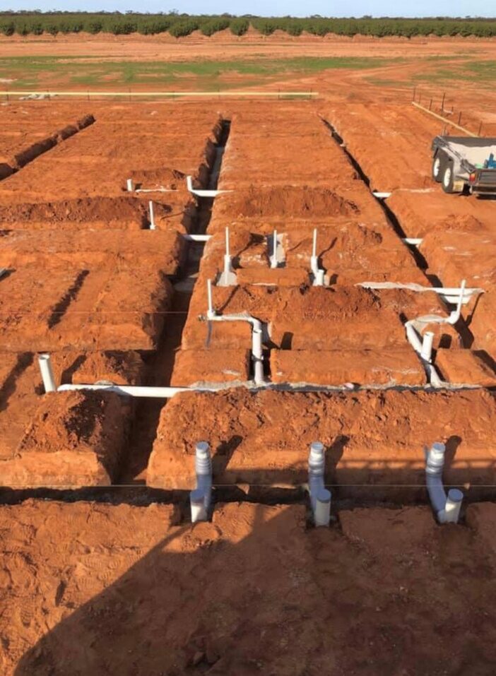 Aerial view of a subdivision service installation